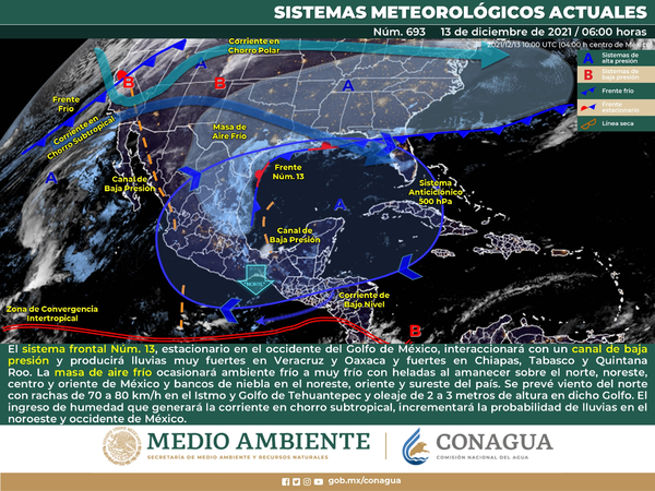 Prevén descensos en temperatura y fuertes vientos para este martes y miércoles por frente frio