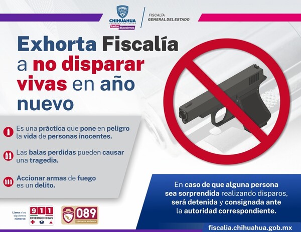 La FGE lanzó un llamado a evitar disparar “vivas” en año nuevo