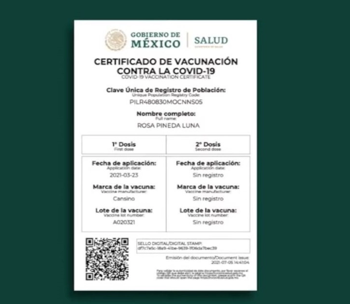 Bienestar orienta sobre certificado de vacunación que expide salud federal