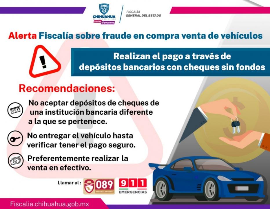 Alerta Fiscalía sobre compra de vehículos con cheques sin fondos