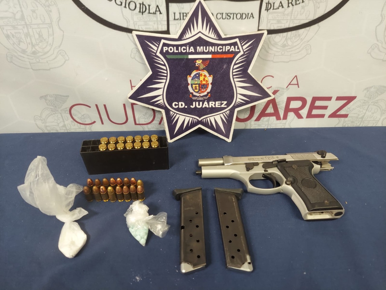 Aseguran arma de fuego calibre nueve milímetros, cocaína y pastillas de fentanilo con la detención de un sujeto