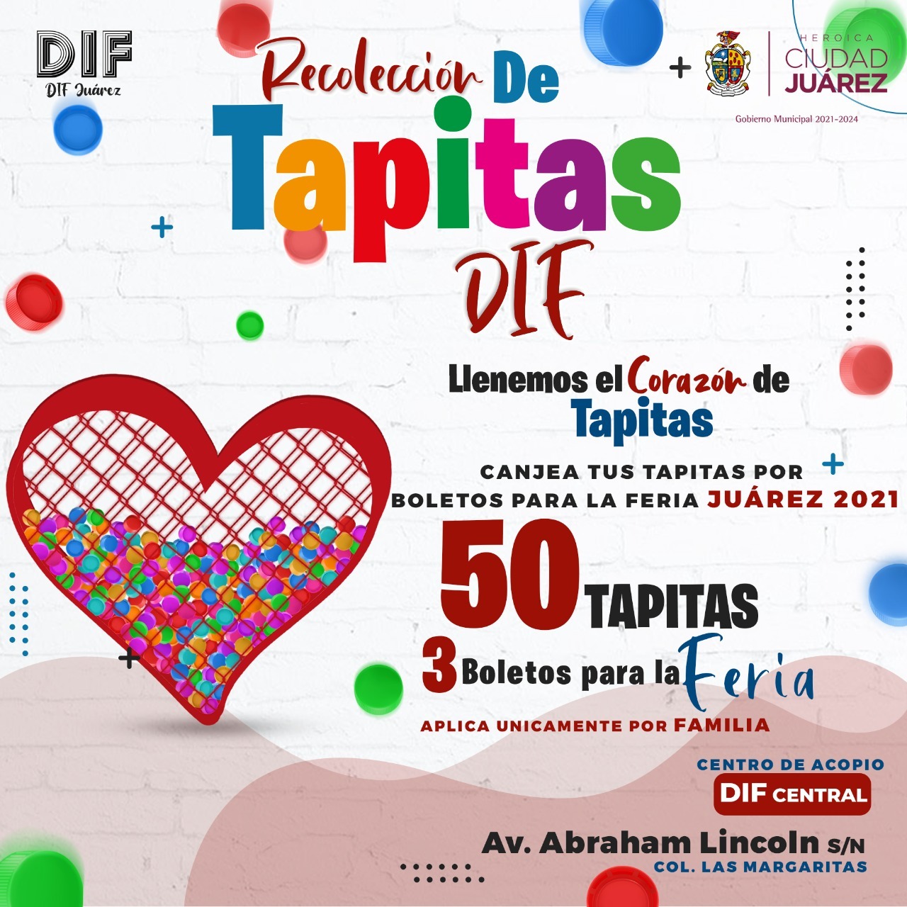 Tapitas de plastico por boletos para la Feria Juárez