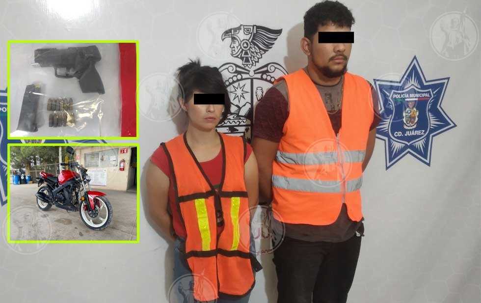 Detienen a pareja sentimental en posesión de un arma de fuego, cristal y vehículo con reporte de robo