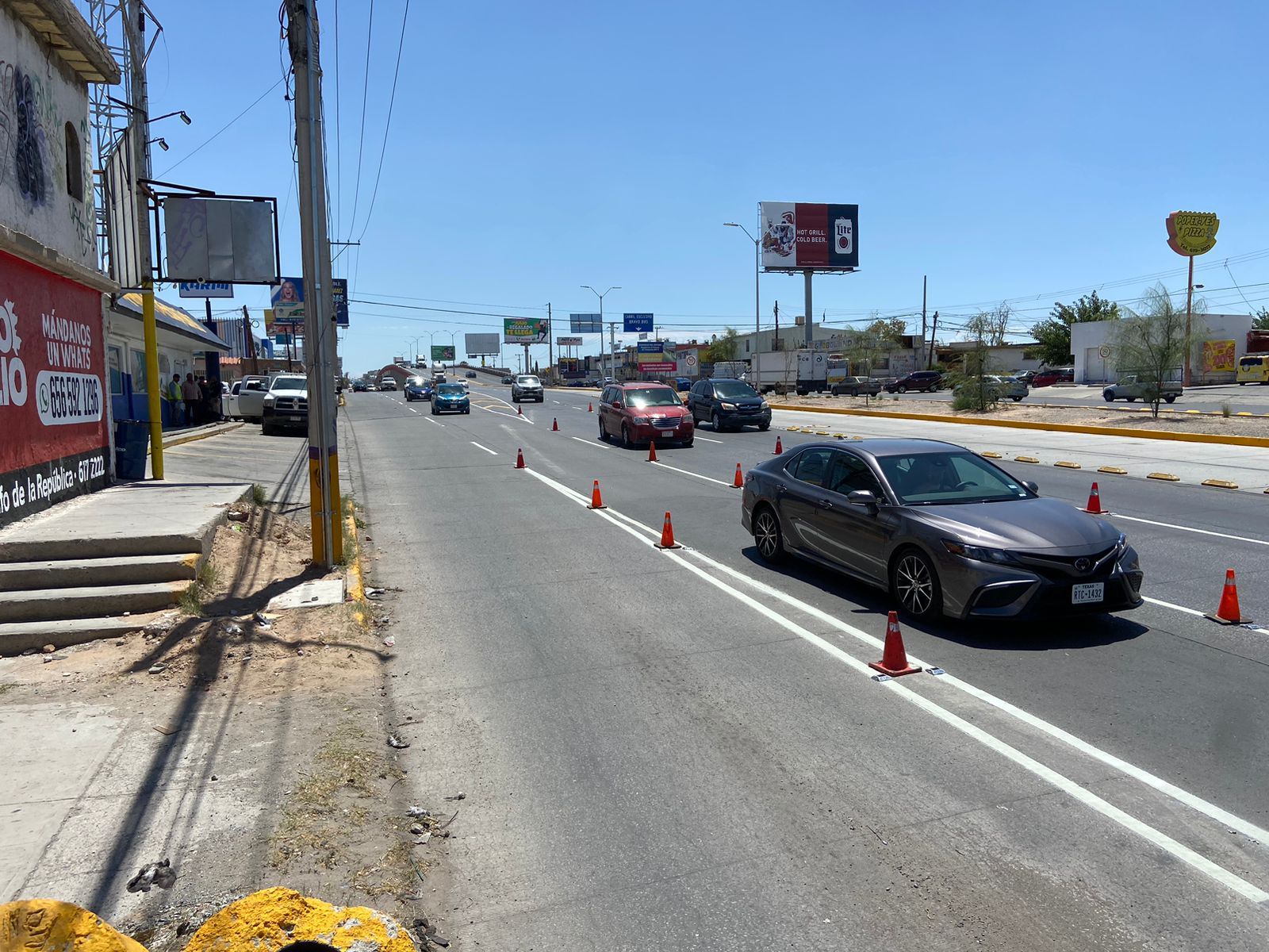 Cubren trazo de carriles en un tramo de la Avenida Tecnológico