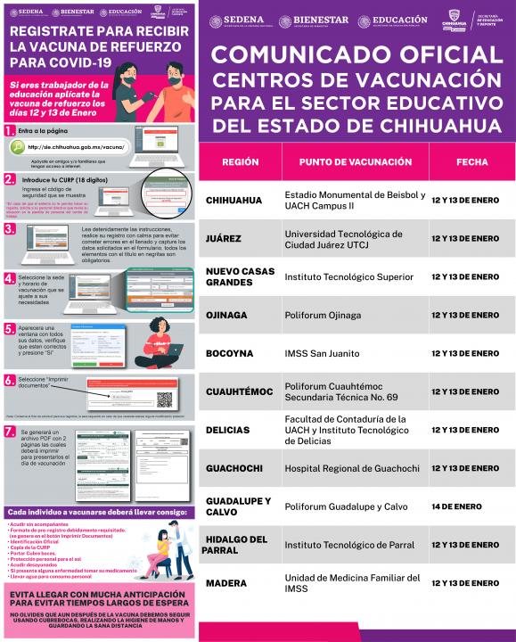 Abre SEyD registro y da a conocer puntos de vacunación para personal educativo