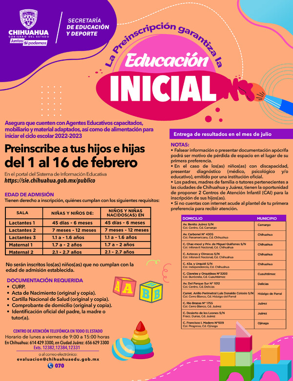 Del primero al 16 de febrero preinscripciones en Educación Básica