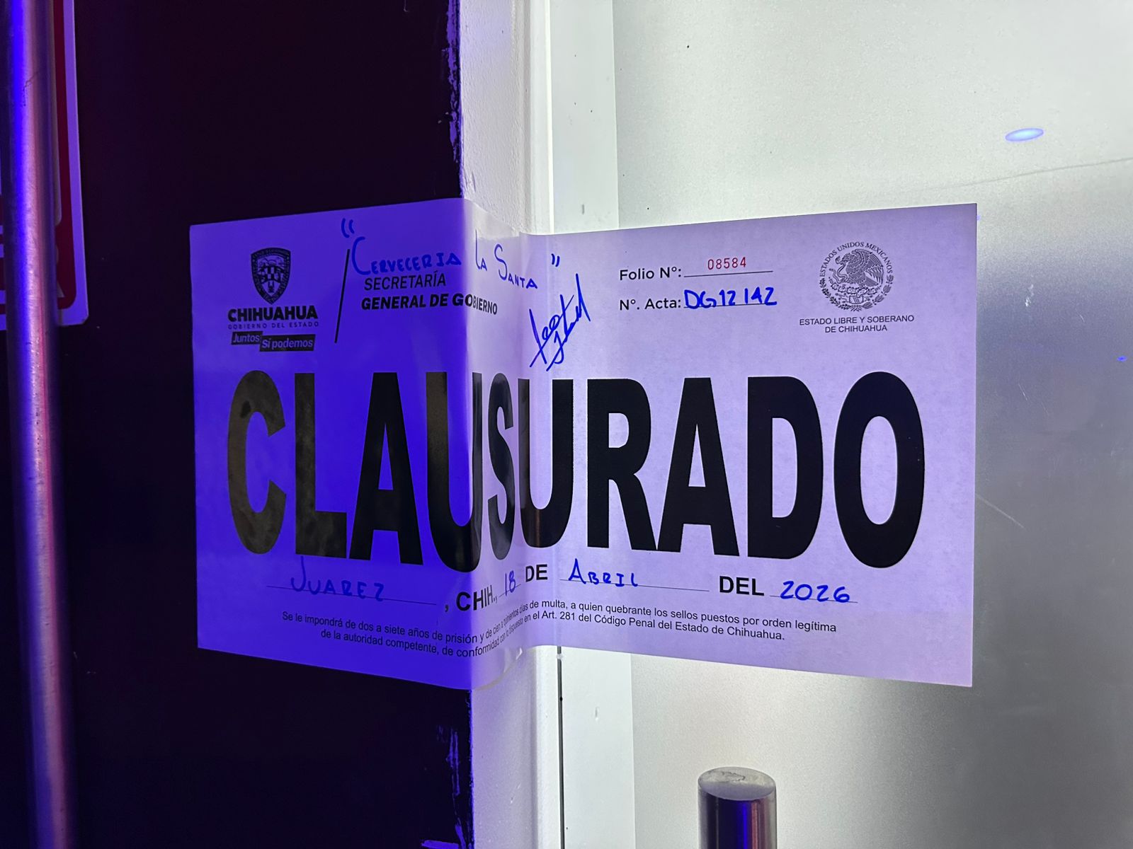 Clausuran en Juárez 8 establecimientos por diferentes motivos.