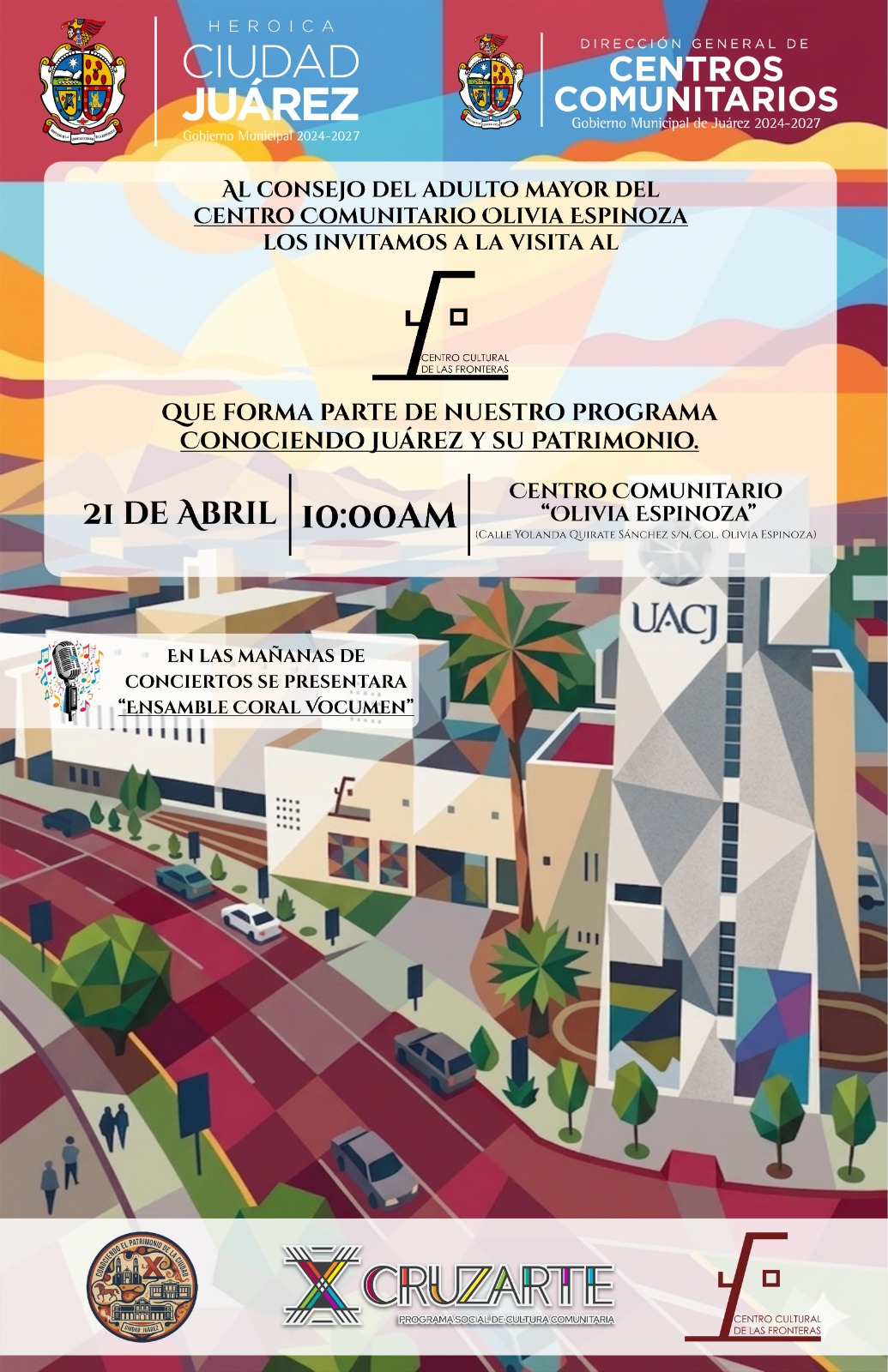 Invitan a adultos mayores a recorridos en el Centro Cultural de las Fronteras.