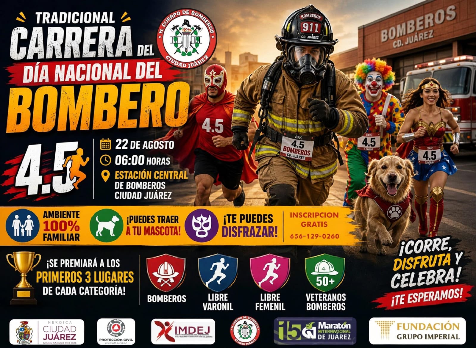 Convocan a la Carrera del Día Nacional del Bombero 2026 en Ciudad Juárez