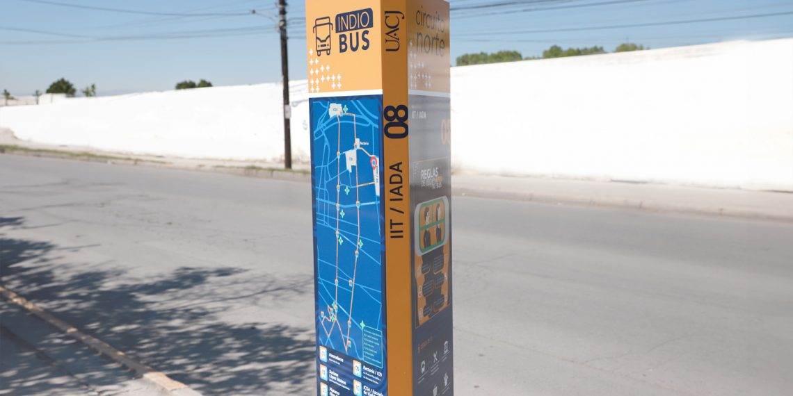 UACJ instala señalización en estaciones del Circuito Norte de Indio Bus