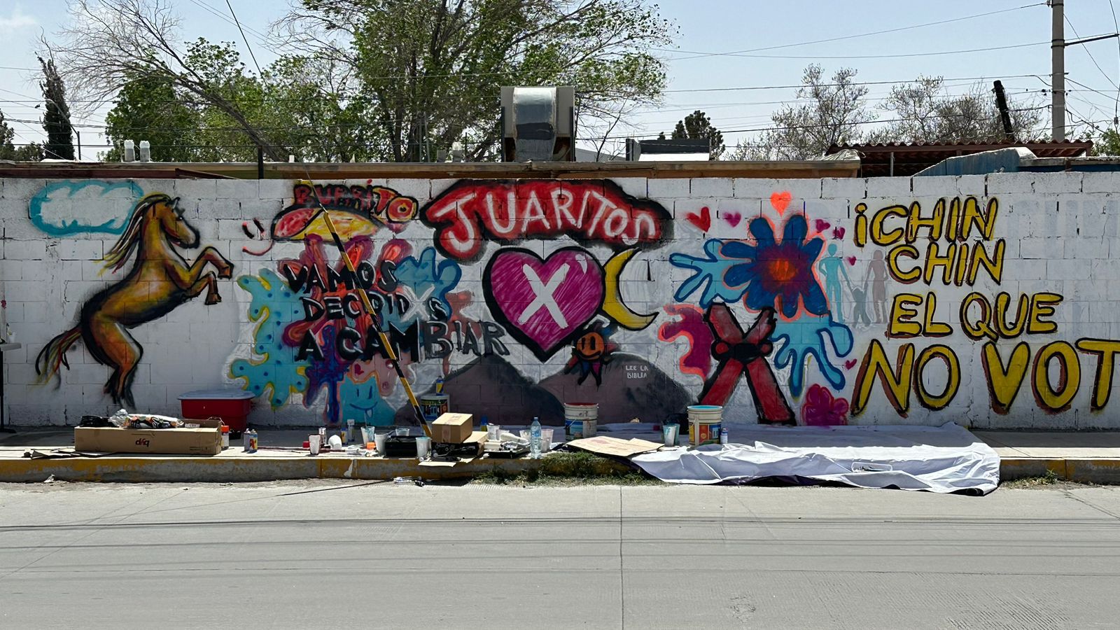 Promueven con murales en colonias la participación de los jóvenes en el proceso electoral.
