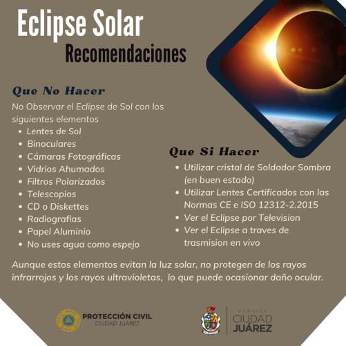 Emiten recomendaciones para observar el eclipse el próximo lunes