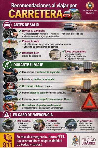 Emite Protección Civil recomendaciones para viajar por carretera en vacaciones