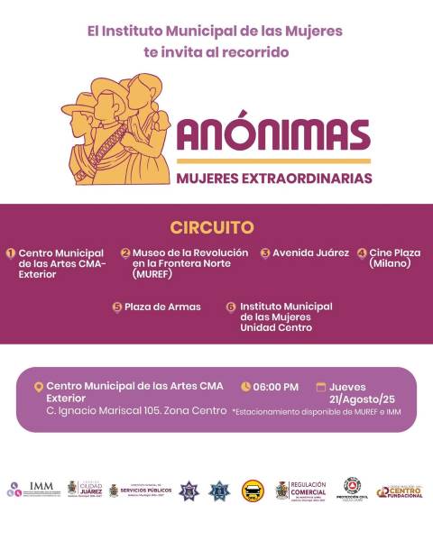 Invita IMM al segundo recorrido de “Anónimas: mujeres extraordinarias”