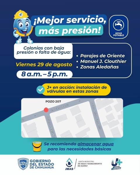 Instalará la J+ dos válvulas para mejorar red de agua en Parajes de Oriente