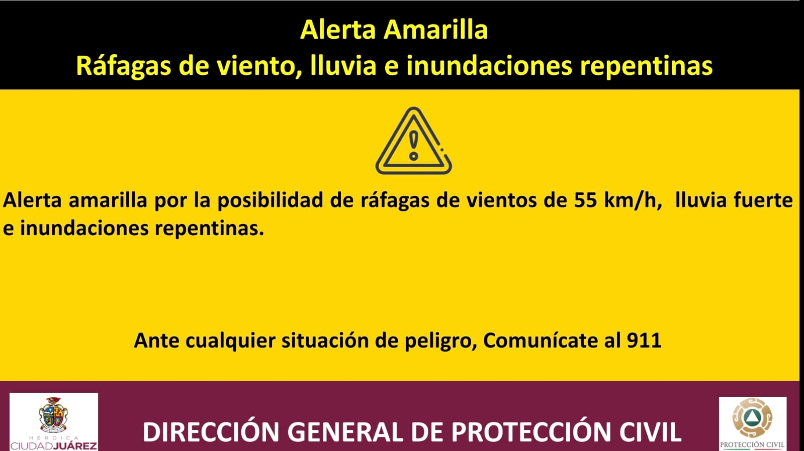 En alerta dependencias de seguridad de Juárez por pronostico de fuertes lluvias