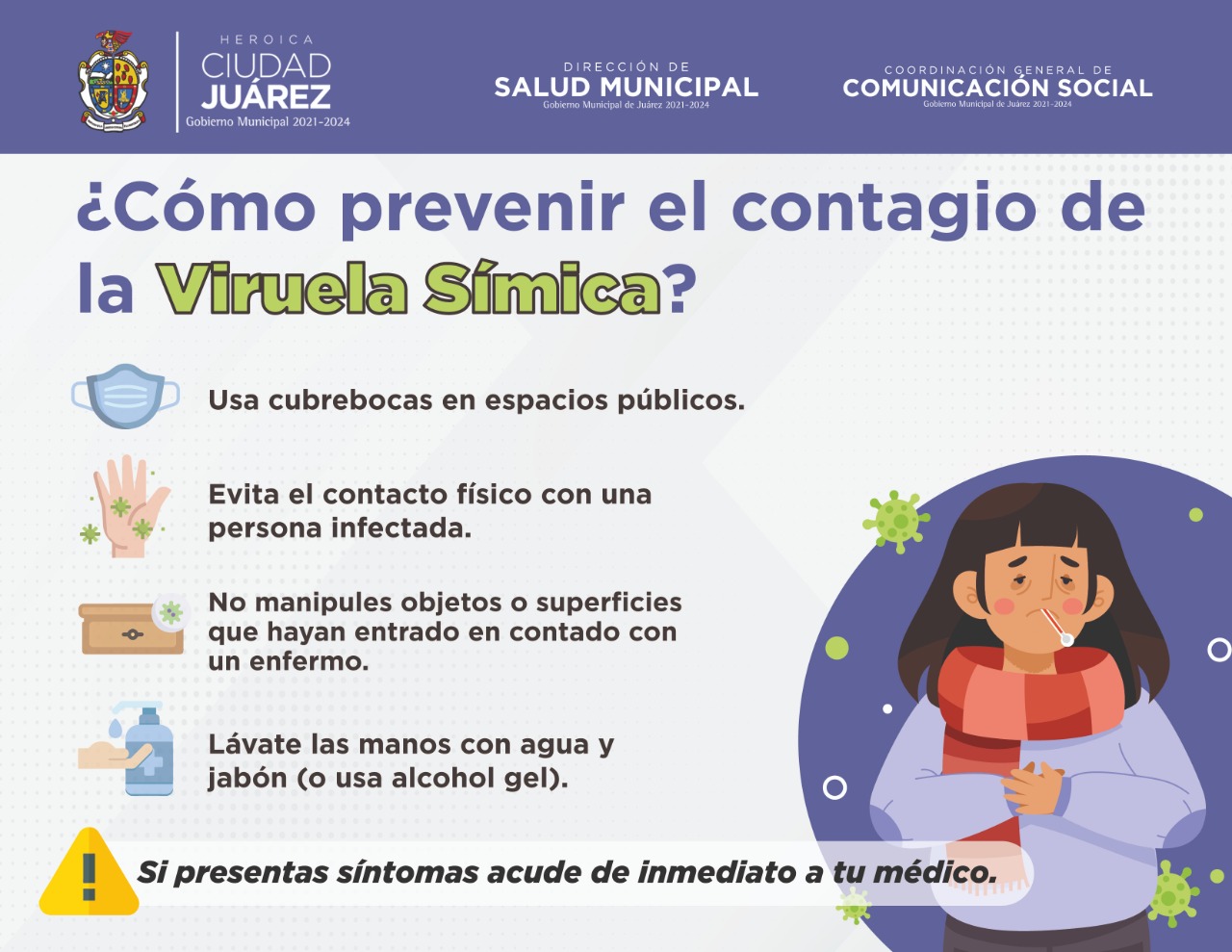 Alerta Salud Municipal sobre casos de viruela símica en Ciudad Juárez