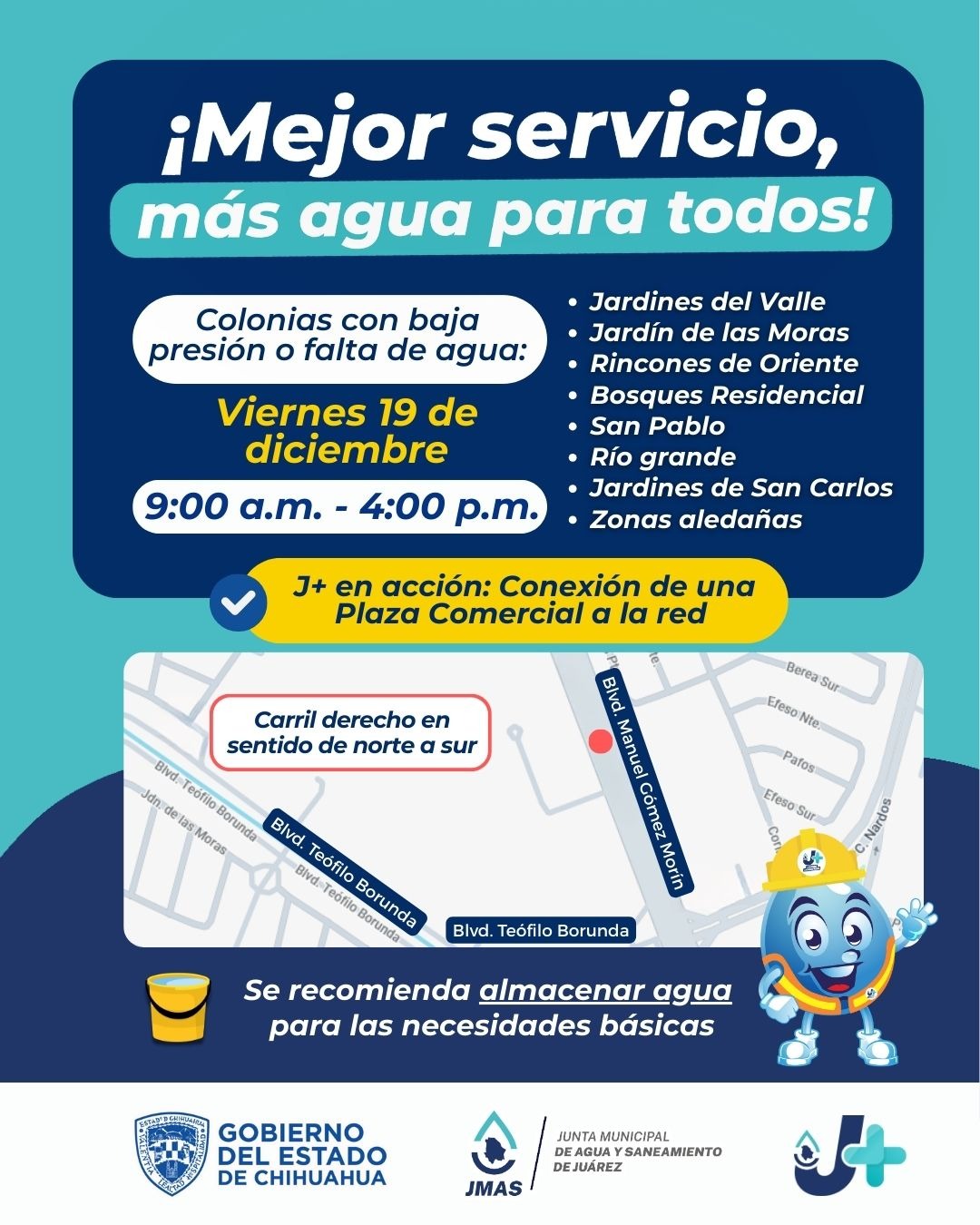 Anuncia JMAS trabajos de conexión de una plaza comercial.