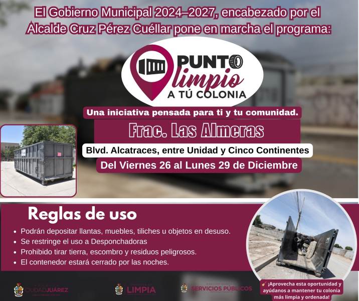 Instalan cuatro nuevos Puntos Limpios en diferentes colonias de la ciudad