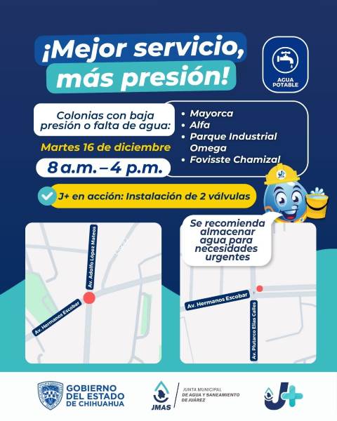 Advierten de suspensión de agua por instalará válvulas en el distrito 5