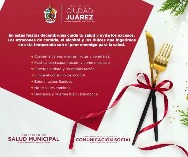 Exhorta Salud Municipal a evitar los excesos en fiestas de fin de año