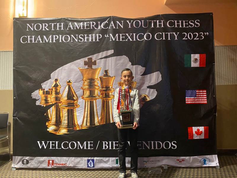 El niño ajedrecista juarense Kenneth Alba ganó tercer lugar en Norteamericano de Ajedrez