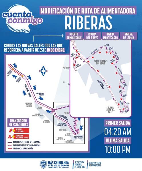 Modifican recorrido de la ruta Riberas del Bravo del JuárezBus