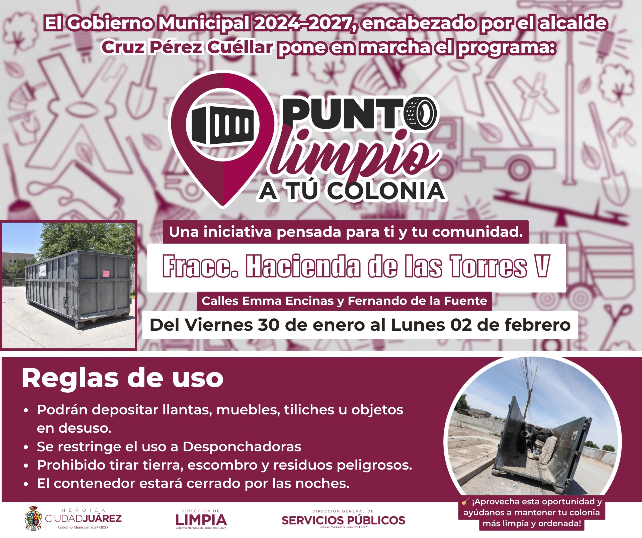 Coloca municipio 4 Puntos Limpios para la disposición correcta de residuos.