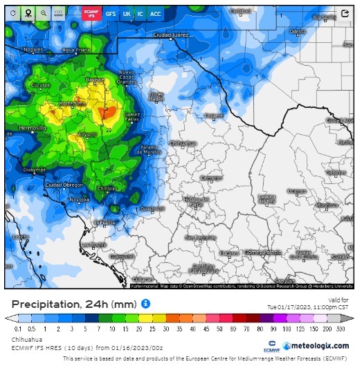 Lluvia, vientos y nieve en las partes altas pronóstico para el estado