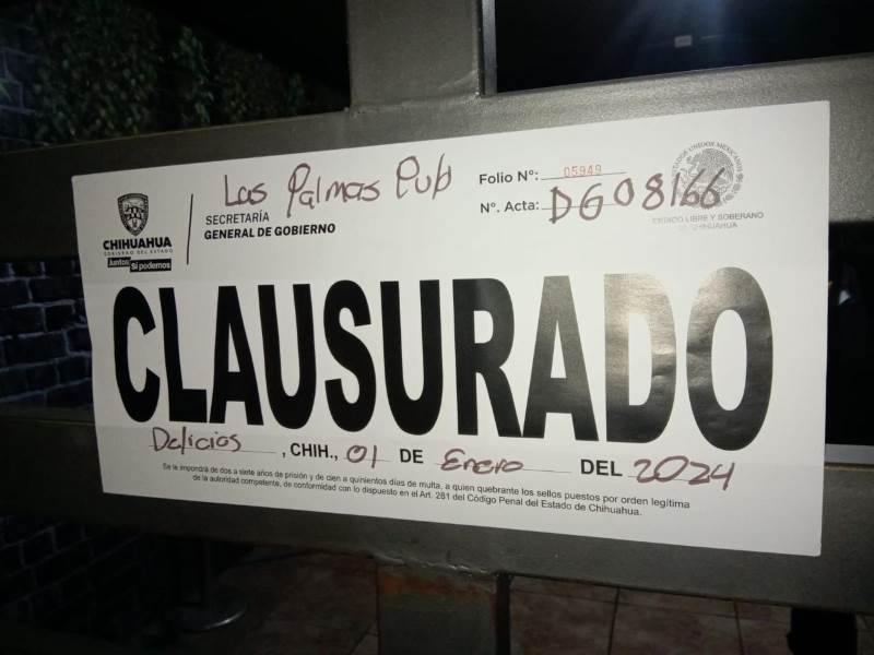 Clausuró Gobernación Estatal 20 establecimientos en la primera semana del año