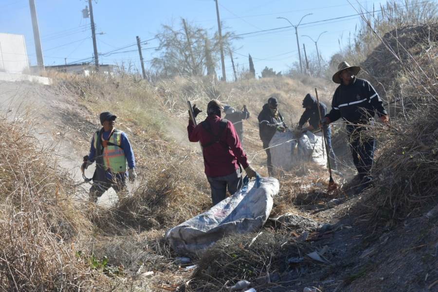 Se extienden los trabajos de limpieza de canal en la calle Benemérito de las Américas.