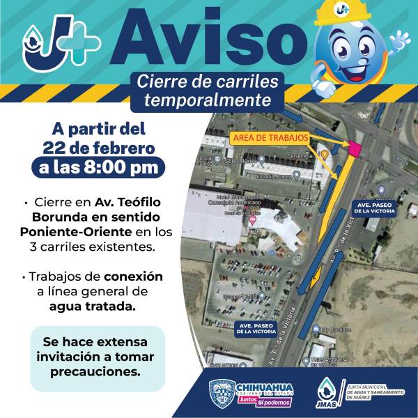 Cerrarán tráfico vehicular de la Teófilo Borunda y Paseo de la Victoria