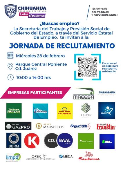 Realizará la STPS Jornada de Reclutamiento en ciudad Juárez