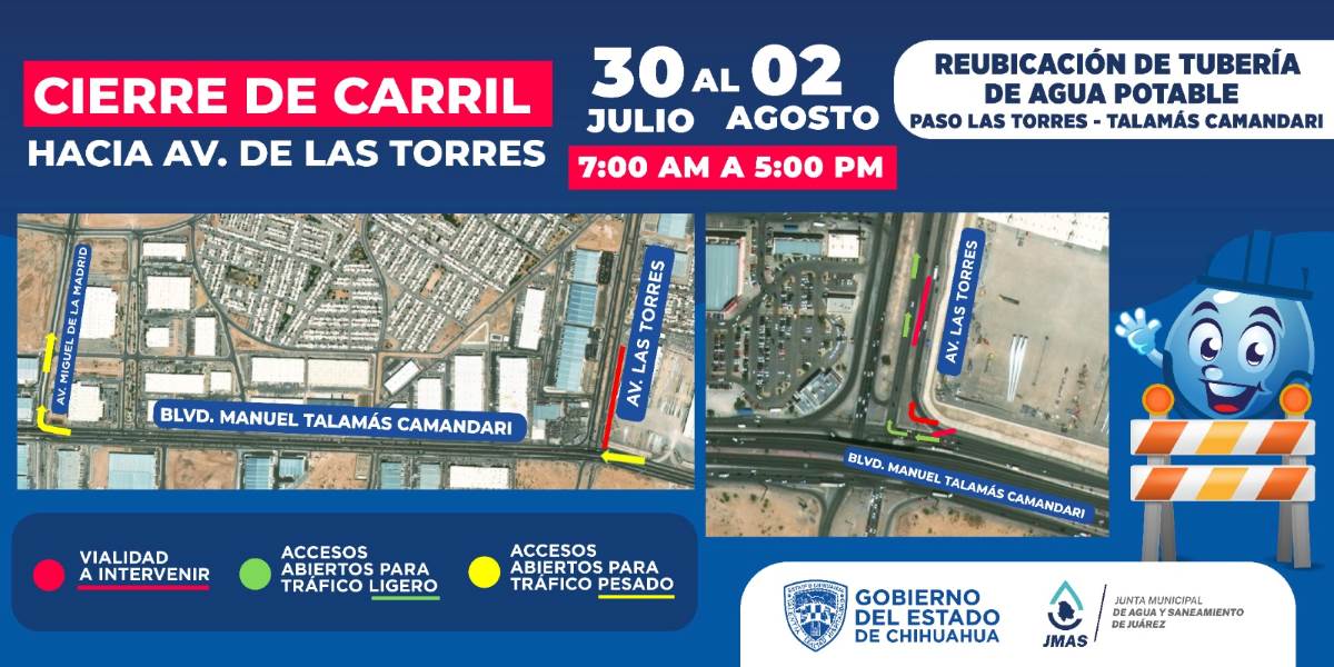 JMAS desviará línea de agua potable por obras del puente Paso Las Torres-Talamás Camandari