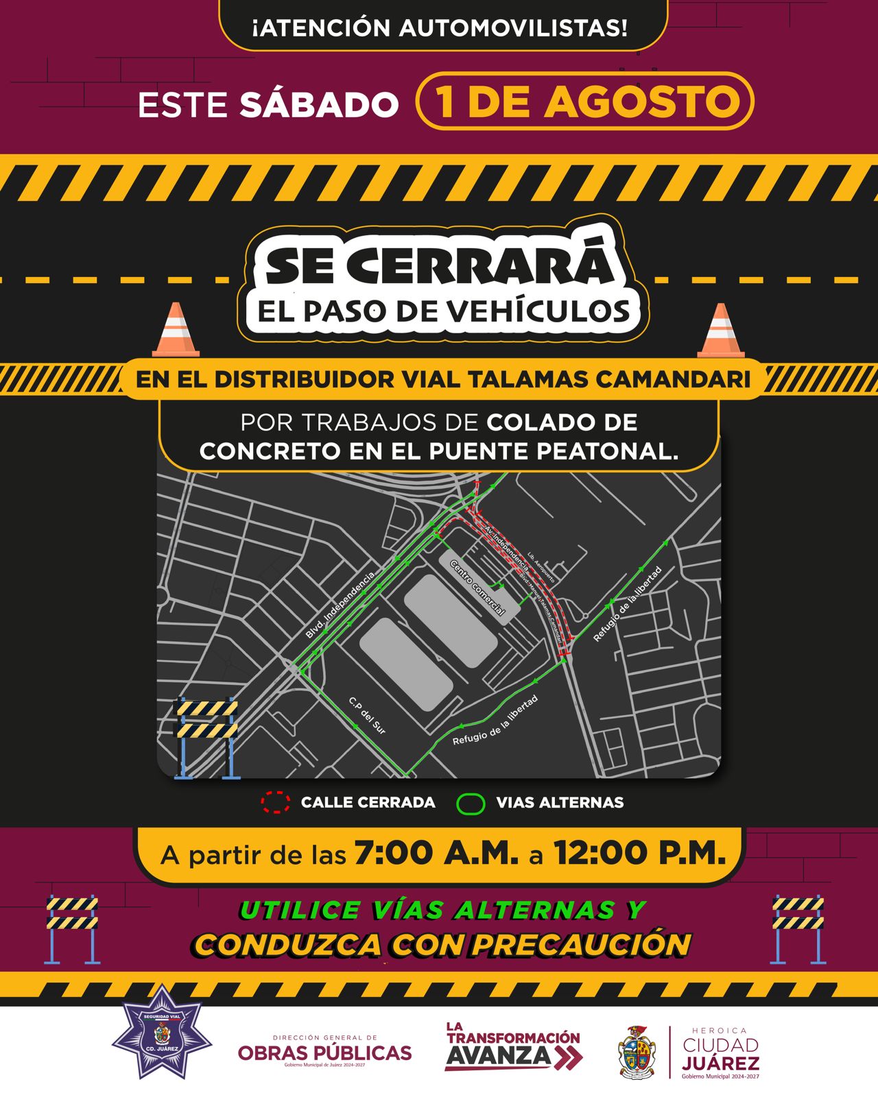 Mantiene municipio trabajos de construcción de puente peatonal.