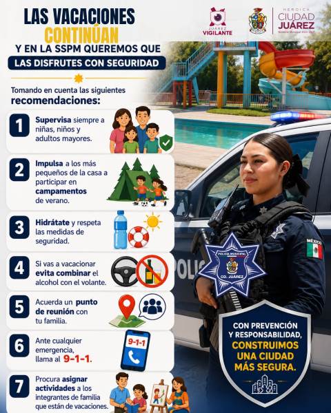 SSPM emite recomendaciones para prevenir accidentes en el periodo vacacional