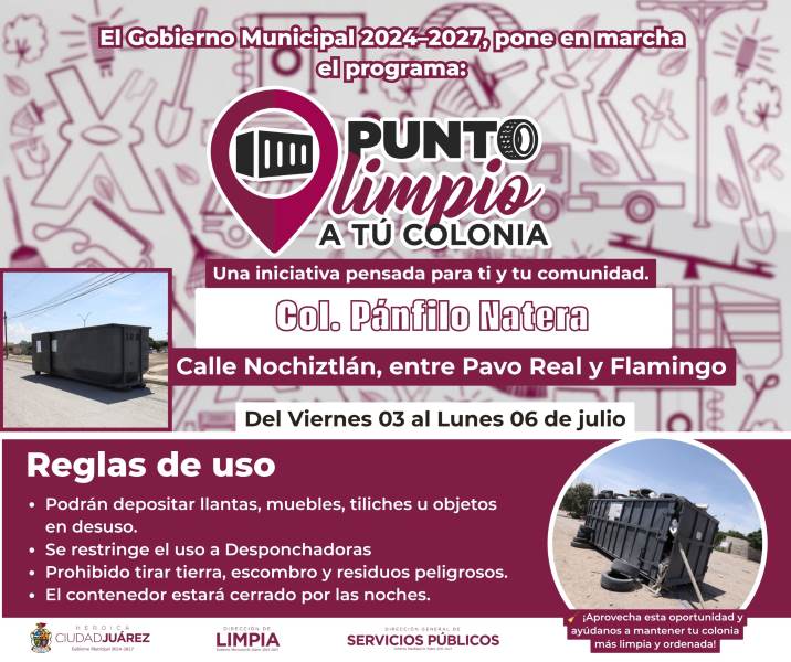 Instalan cuatro contenedores del programa "Punto Limpio a tu Colonia"