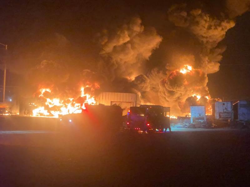 Se incendió planta de trituración de neumáticos