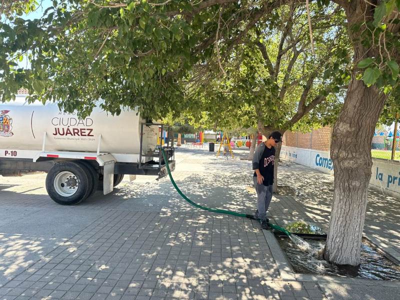 Riego de camellones y parques es con agua tratada