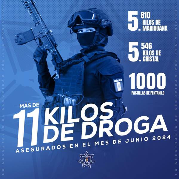 Incautó Policía Municipal más de once kilos de diferentes tipos de droga durante junio