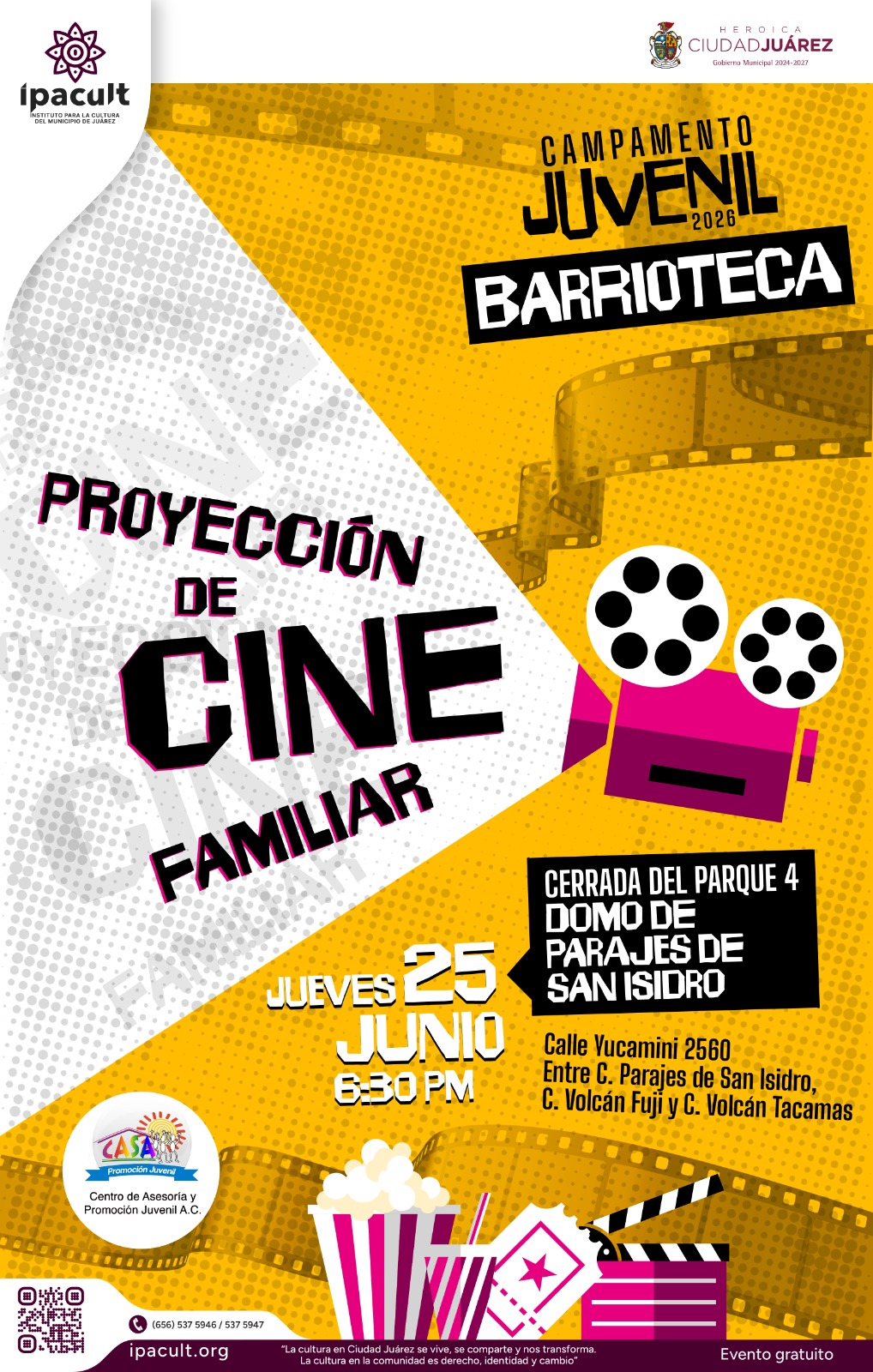 Invitan a función gratuita de cine familiar en Parajes de San Isidro