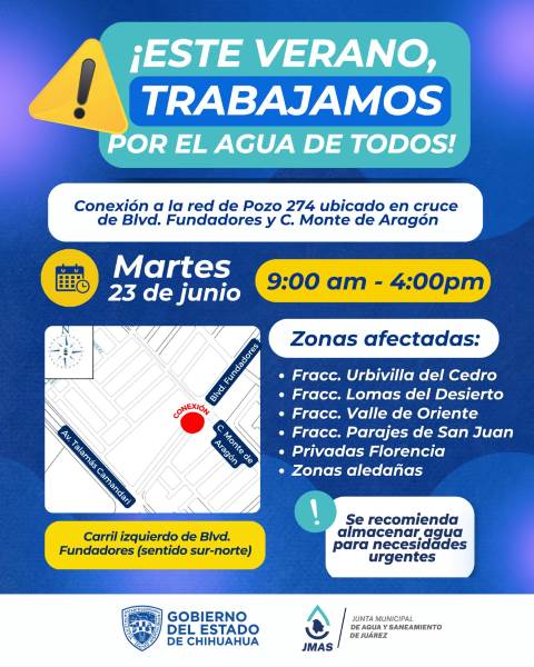 Advierte JMAS suspensión temporal de agua en cuando menos 6 colonias del suroriente