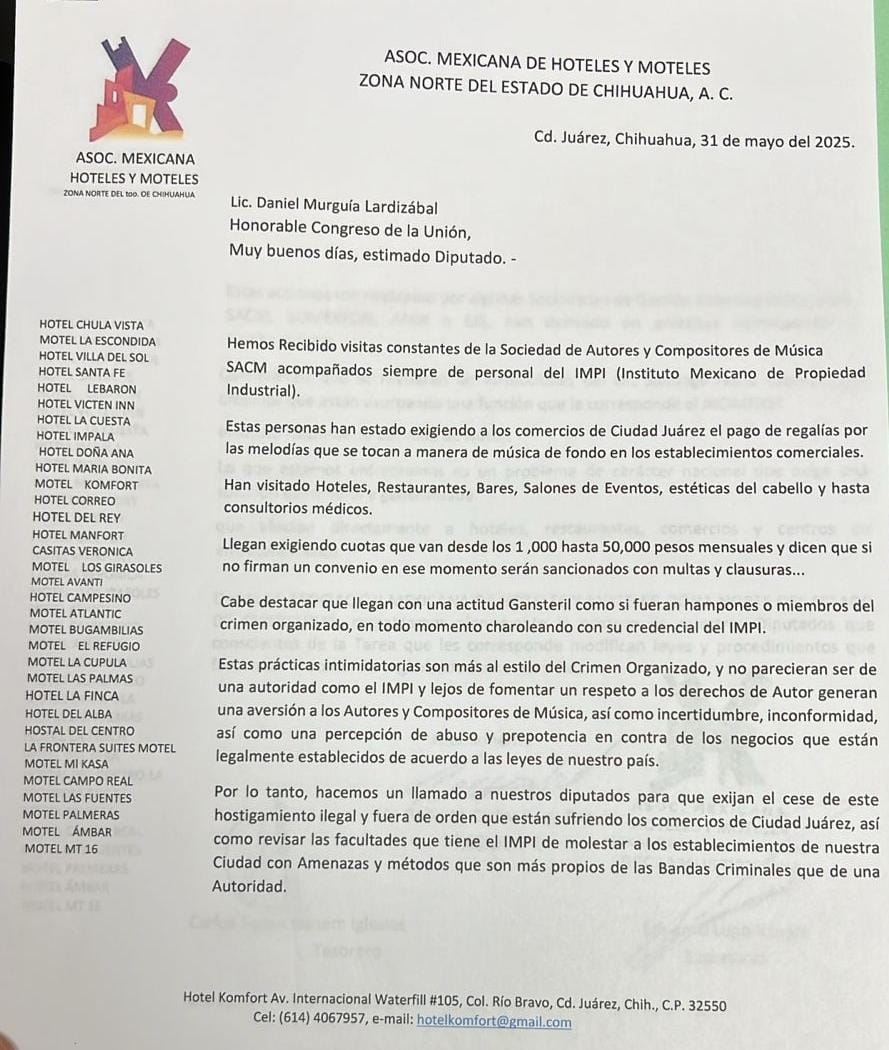 Hoteleros piden ayuda a diputados para frenar acoso del IMPI.