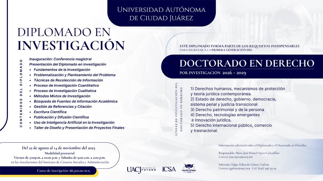 La UACJ lanza nuevo Doctorado en Derecho por Investigación