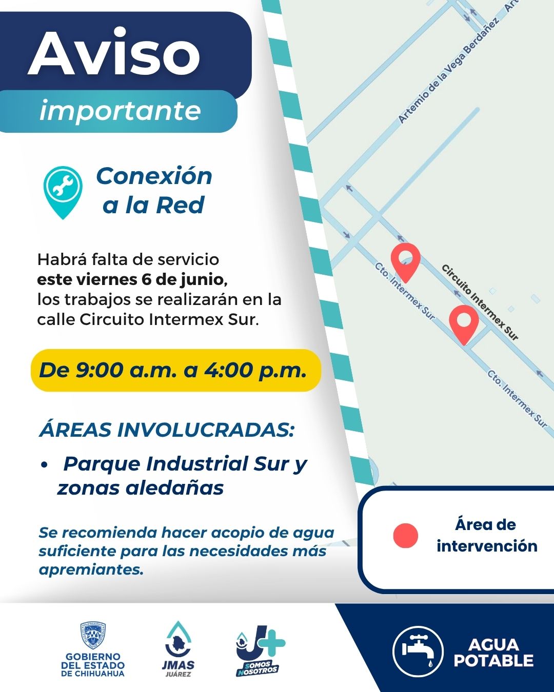 Conectará JMAS dos naves industriales del Parque Intermex Sur.