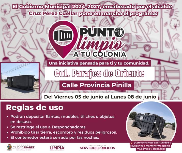Amplían programa Puntos Limpios en cuatro sectores de Ciudad Juárez