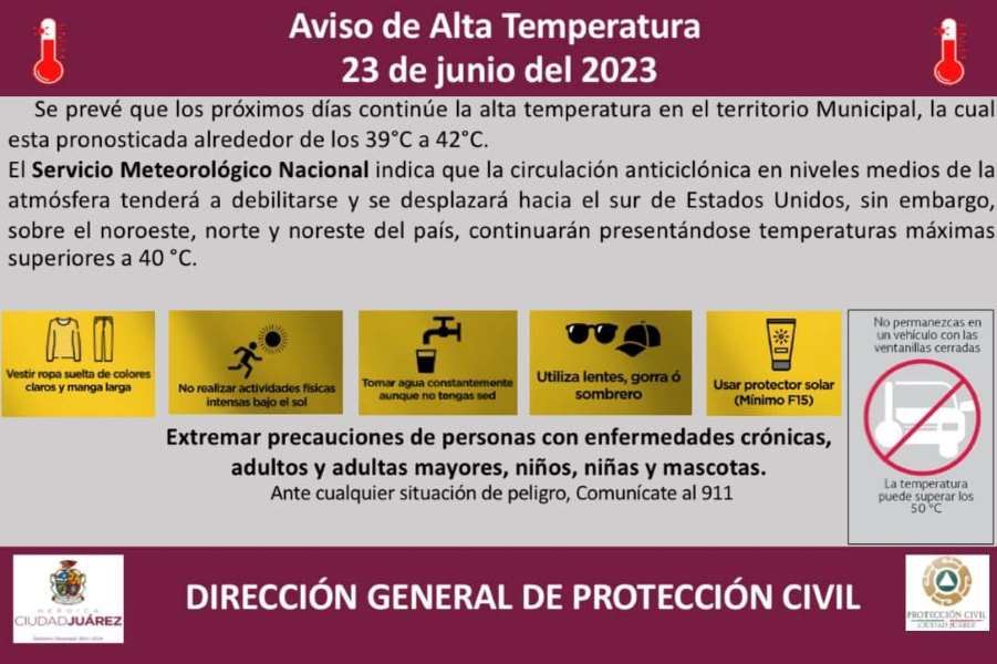 Emiten alerta y recomendaciones por altas temperaturas