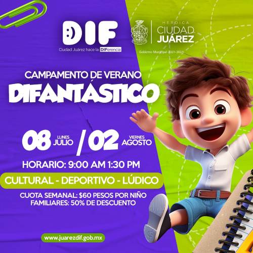 Invita DIF Municipal de Juárez, a campamentos de verano “DIFantásticos”