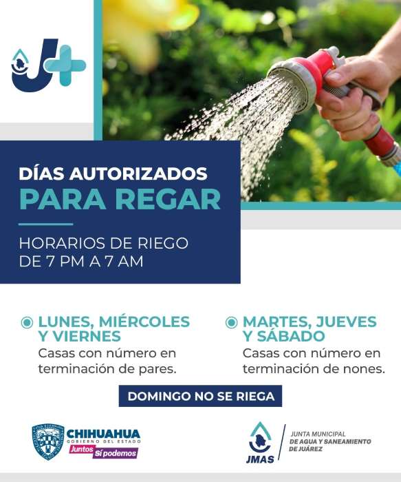 La JMAS recuerda a usuarios los horarios de riego