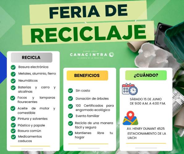 Realizará CANACINTRA Feria de Reciclaje